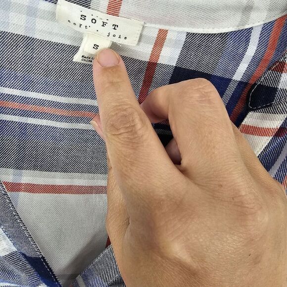 Soft Joie Dane Blouse Collarless Button Down Womens Size Small - Picture 6 of 7